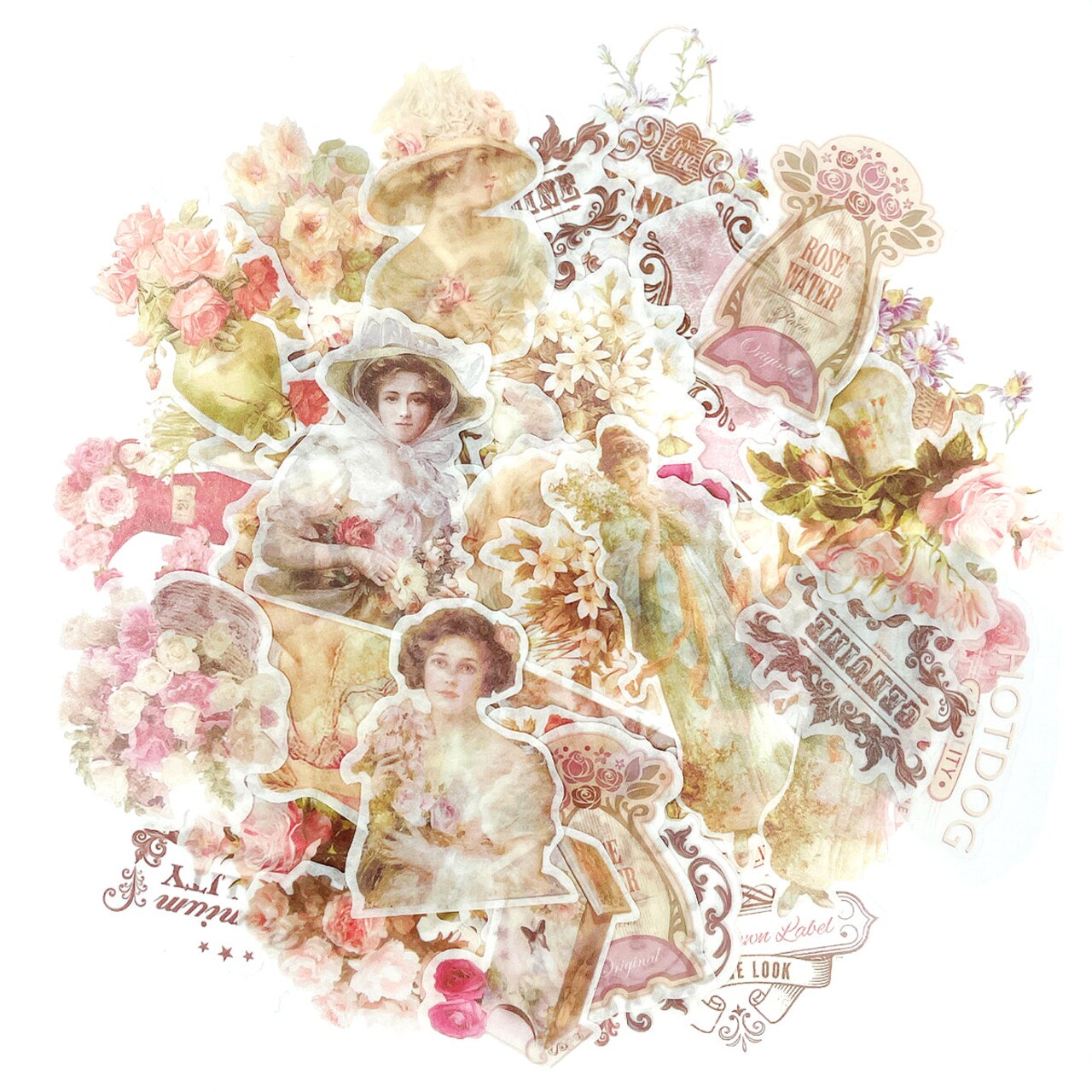 Wrapables Decorative Scrapbooking Washi Stickers, DIY Crafts for Stationery, Diary, Card Making (60 pcs)